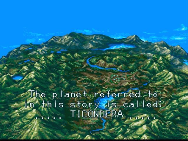 Opening narration over a green landscape: "The planet referred to in this story is called ..... TICONDERA ....."