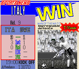 The newspaper clipping shown at the end of a match, summarising the result