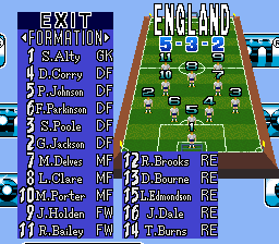 The team formation screen, where players are arranged before kick-off