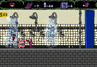 A shower room level showing the game's gross-out Nickelodeon style