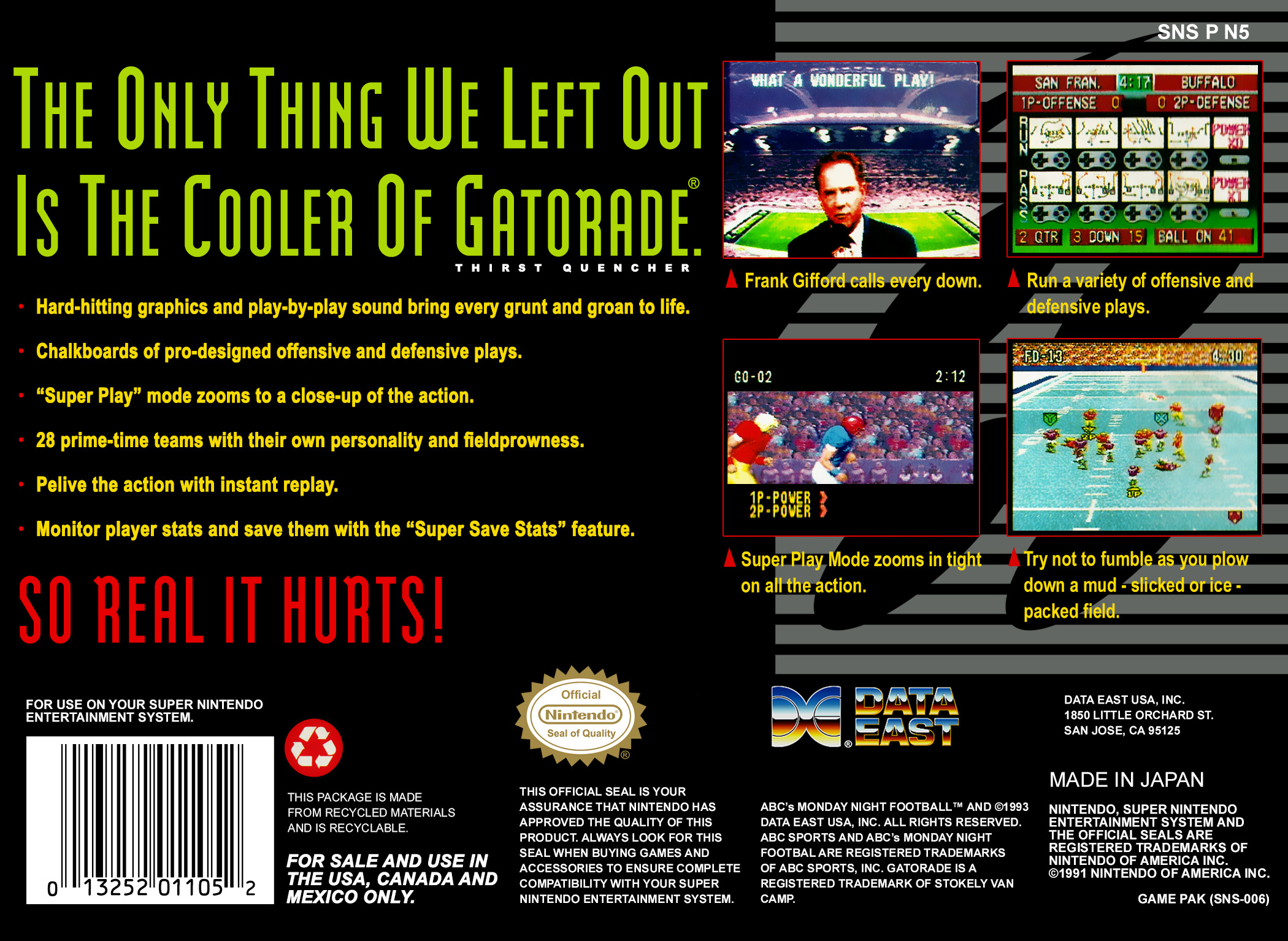 ABC Monday Night Football, back cover
