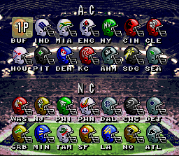 Team selection screen