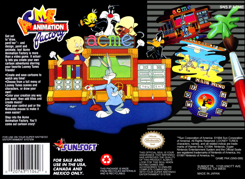 ACME Animation Factory, back cover