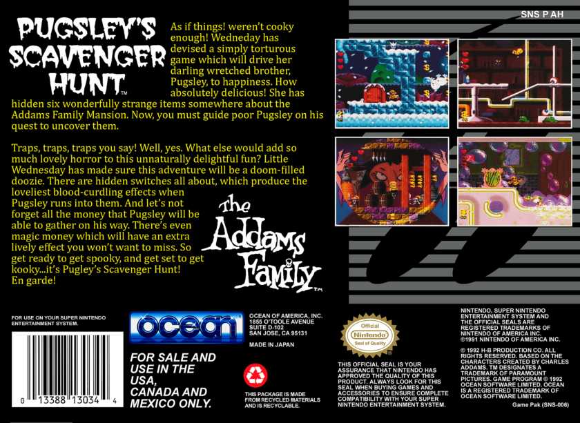 Addams Family: Pugsley's Scavenger Hunt, back cover