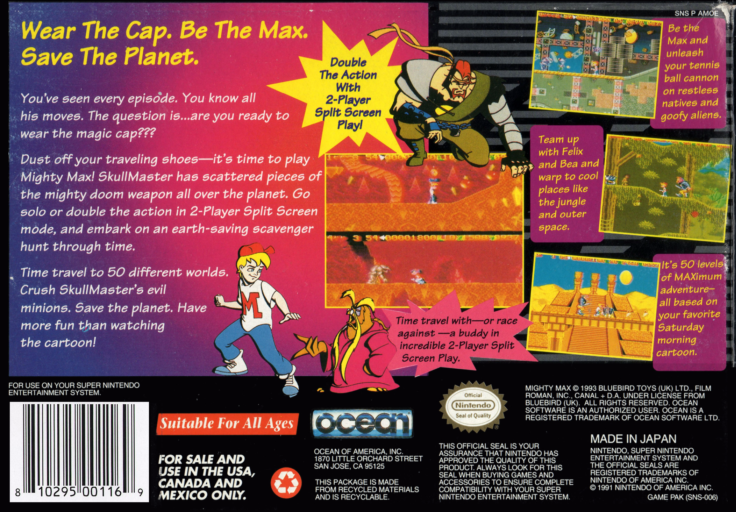 Adventures of Mighty Max, back cover