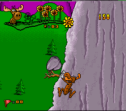 Bullwinkle climbing the mountain in the first level