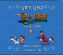 The game's main menu between levels