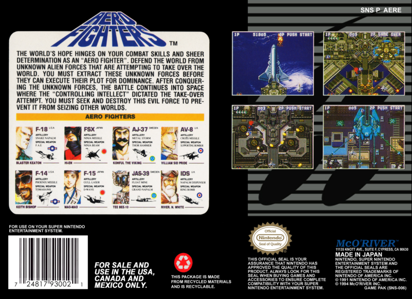 Aero Fighters, rear cover